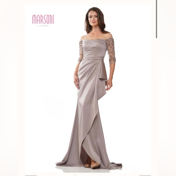 Marsoni Dresses & Skirts - Marsoni by Colors - Off-Shoulder Quarter Sleeve Evening Dress NEW WITH TAGS
